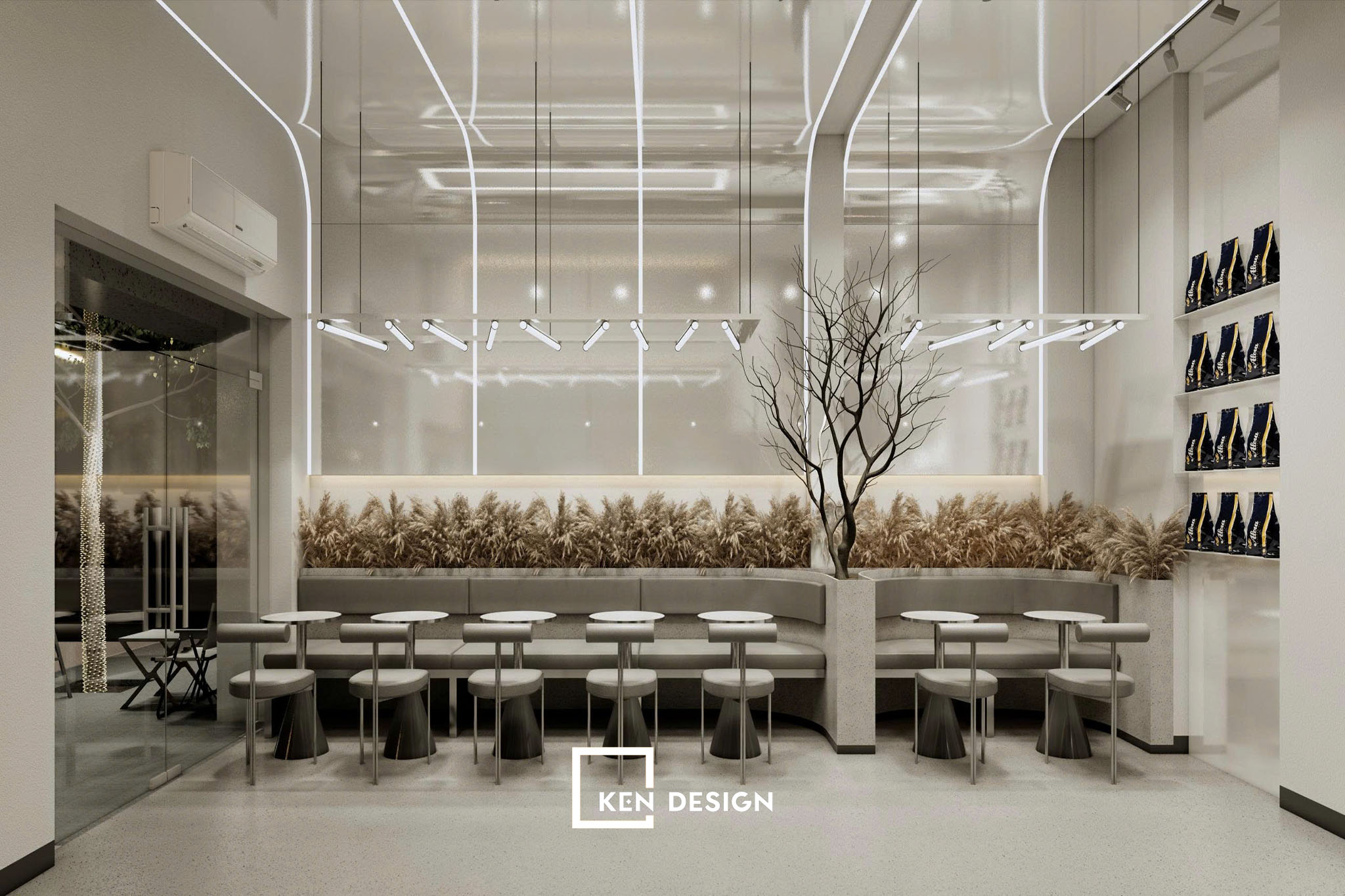 Thi công gác lửng cho quán cafe